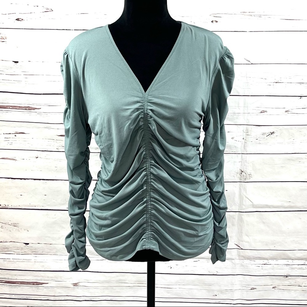 Joie Women’s Ruched Top V-Neck Blue Size M